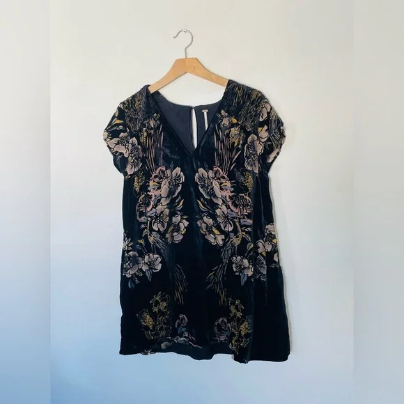 Free People Velvet Mystic Charm Babydoll Mini Long Sleeve Tunic Dress Size S - Picture 3 of 11